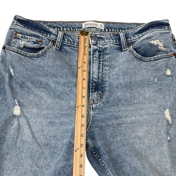 Abercrombie & Fitch Ultra High Rise Light Wash Distressed Cropped Jeans - Picture 7 of 9
